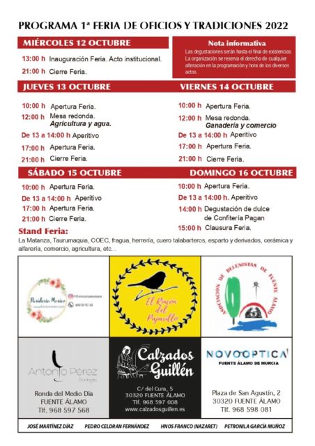 Coec organiza la 1ª feria de oficios y tradiciones de la villa de Fuente Álamo